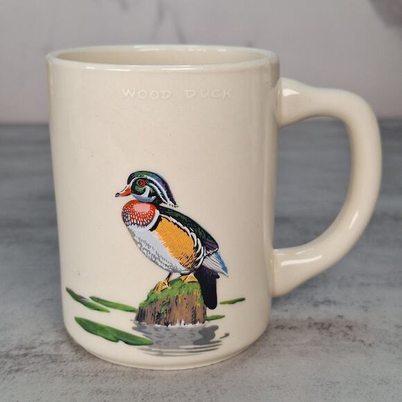 Vintage NED SMITH Game Birds Water Fowl Coffee Mug Set of 4 Made In USA Cabin - Picture 9 of 16
